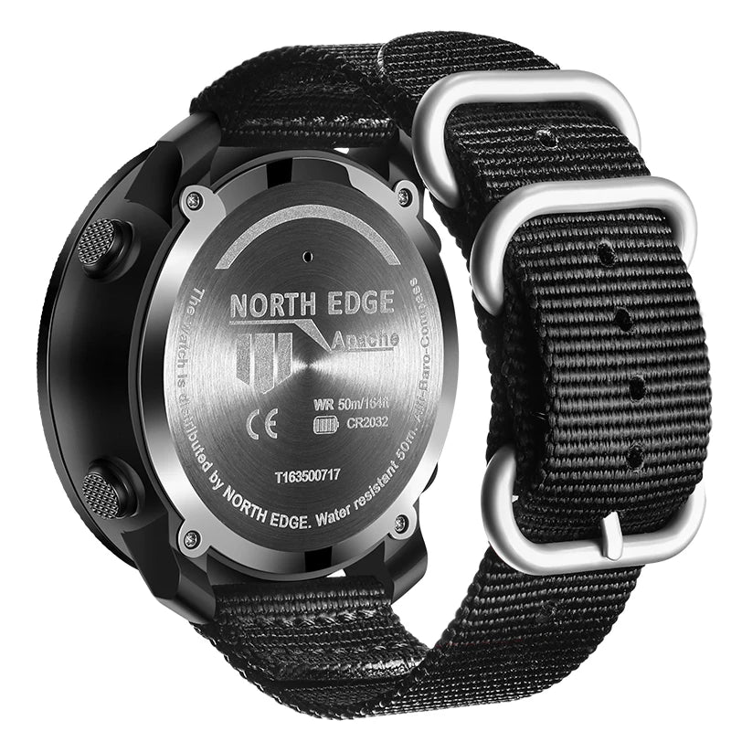 Montre de sport numérique NORTH EDGE pour homme – Étanche avec altimètre, baromètre et boussole 50m