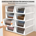 Foldable stackable storage closet, one set of 4 packs of ventilated perforation, extendable design, space saving for kitchen bathroom living room