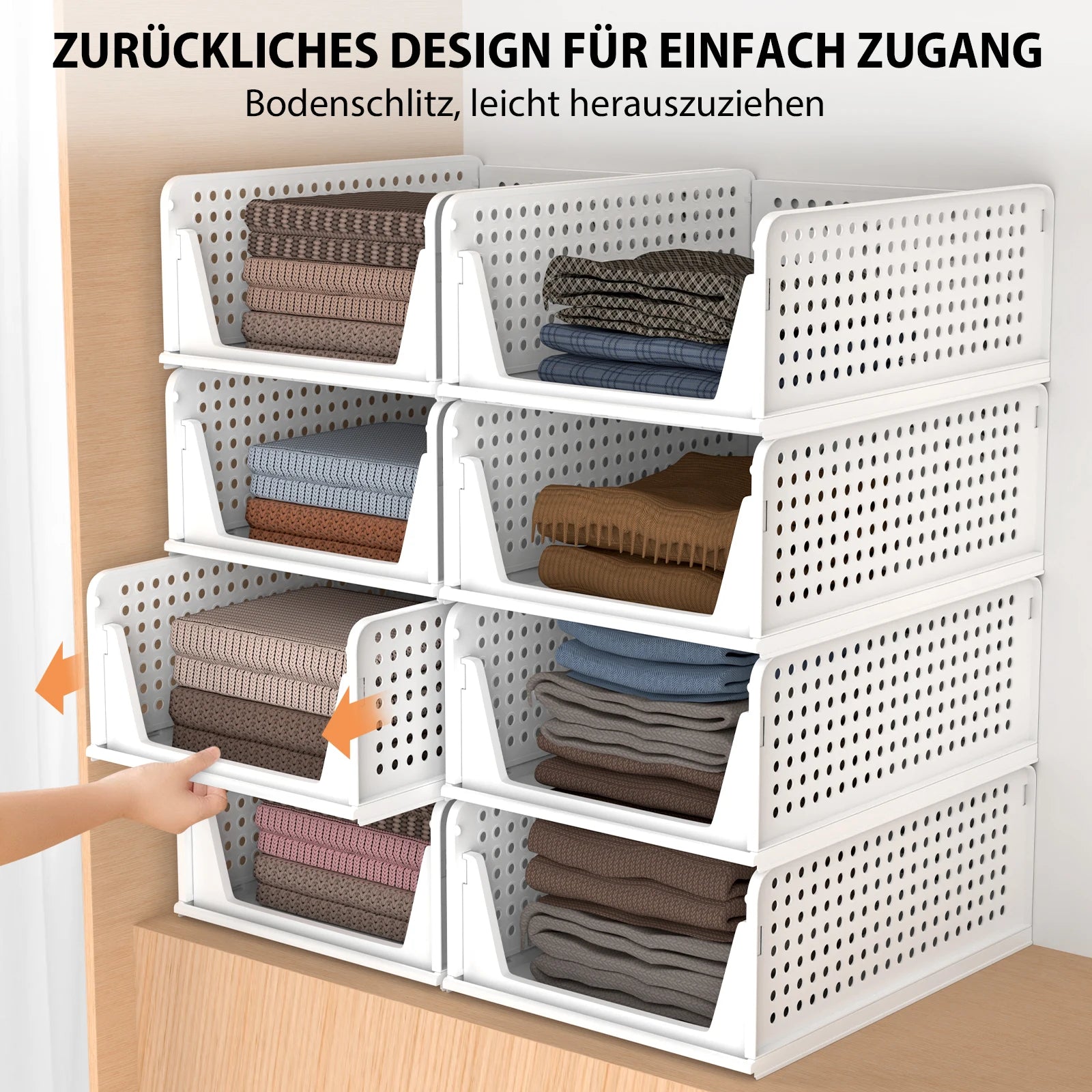 Foldable stackable storage closet, one set of 4 packs of ventilated perforation, extendable design, space saving for kitchen bathroom living room