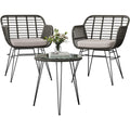 Outdoor rattan seating set, furniture for 2 people, 3 pieces. Bistro set, balcony furniture, garden furniture set with 2 chairs + balcony furniture set for the garden, patio, and balcony