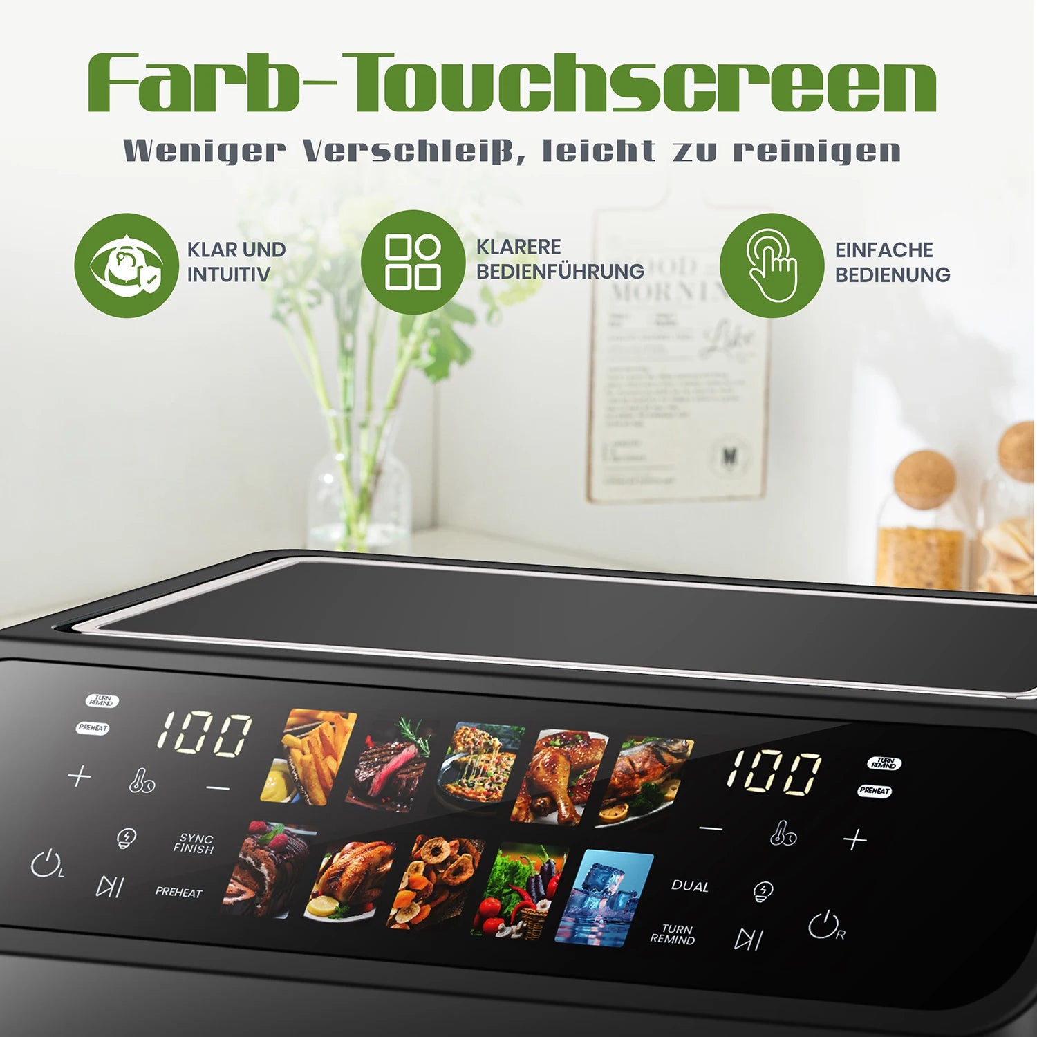Friteuse à air intelligente 9 L – Double panier, fenêtre de cuisson et écran tactile LED