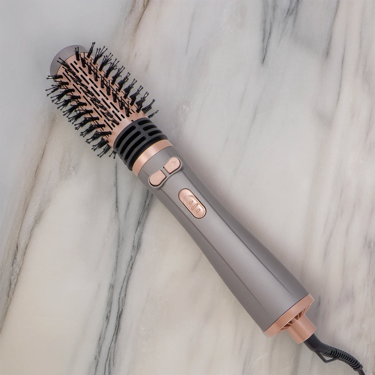 Brosse soufflante rotative 3-en-1 – Sèche-cheveux, boucleur et volumisateur, 3 niveaux de température, 2 vitesses, tête rotative dans les deux sens, 2 brosses interchangeables (38 mm et 50 mm), revêtement en céramique, câble rotatif à 360°, fonction air f