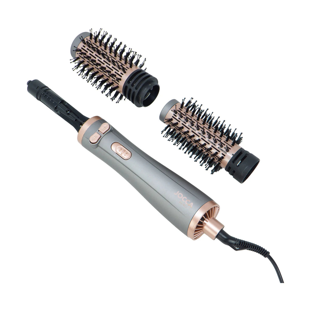 Brosse soufflante rotative 3-en-1 – Sèche-cheveux, boucleur et volumisateur, 3 niveaux de température, 2 vitesses, tête rotative dans les deux sens, 2 brosses interchangeables (38 mm et 50 mm), revêtement en céramique, câble rotatif à 360°, fonction air f