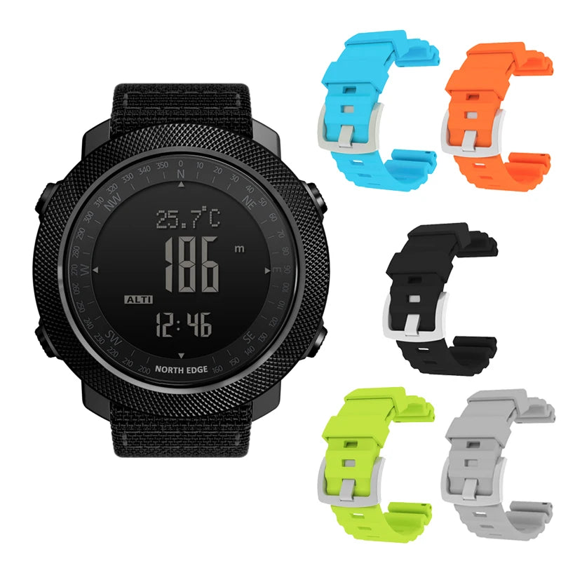 Montre de sport numérique NORTH EDGE pour homme – Étanche avec altimètre, baromètre et boussole 50m