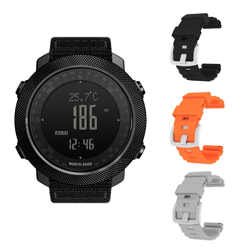 Montre de sport numérique NORTH EDGE pour homme – Étanche avec altimètre, baromètre et boussole 50m