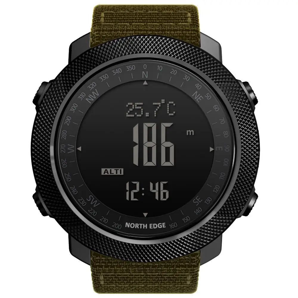 Montre de sport numérique NORTH EDGE pour homme – Étanche avec altimètre, baromètre et boussole 50m