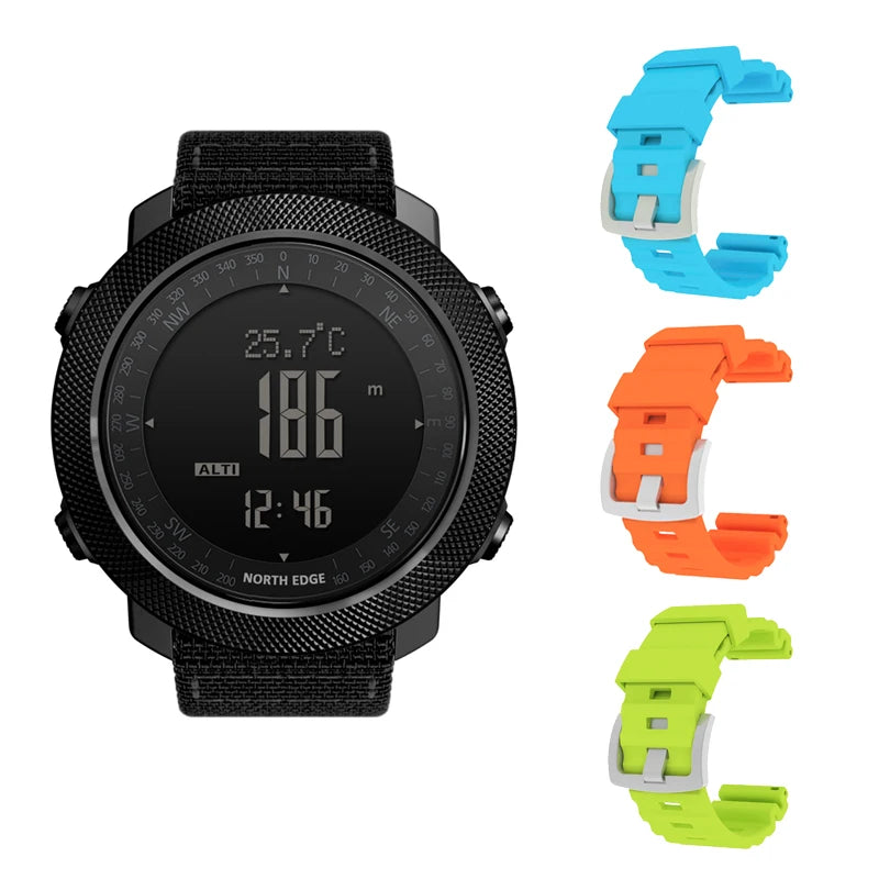 Montre de sport numérique NORTH EDGE pour homme – Étanche avec altimètre, baromètre et boussole 50m