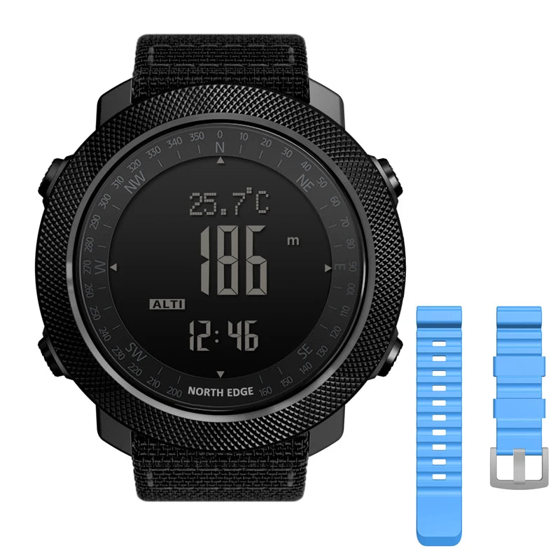 Montre de sport numérique NORTH EDGE pour homme – Étanche avec altimètre, baromètre et boussole 50m