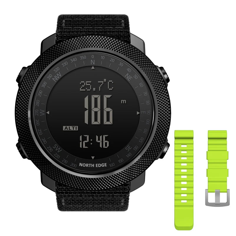 Montre de sport numérique NORTH EDGE pour homme – Étanche avec altimètre, baromètre et boussole 50m