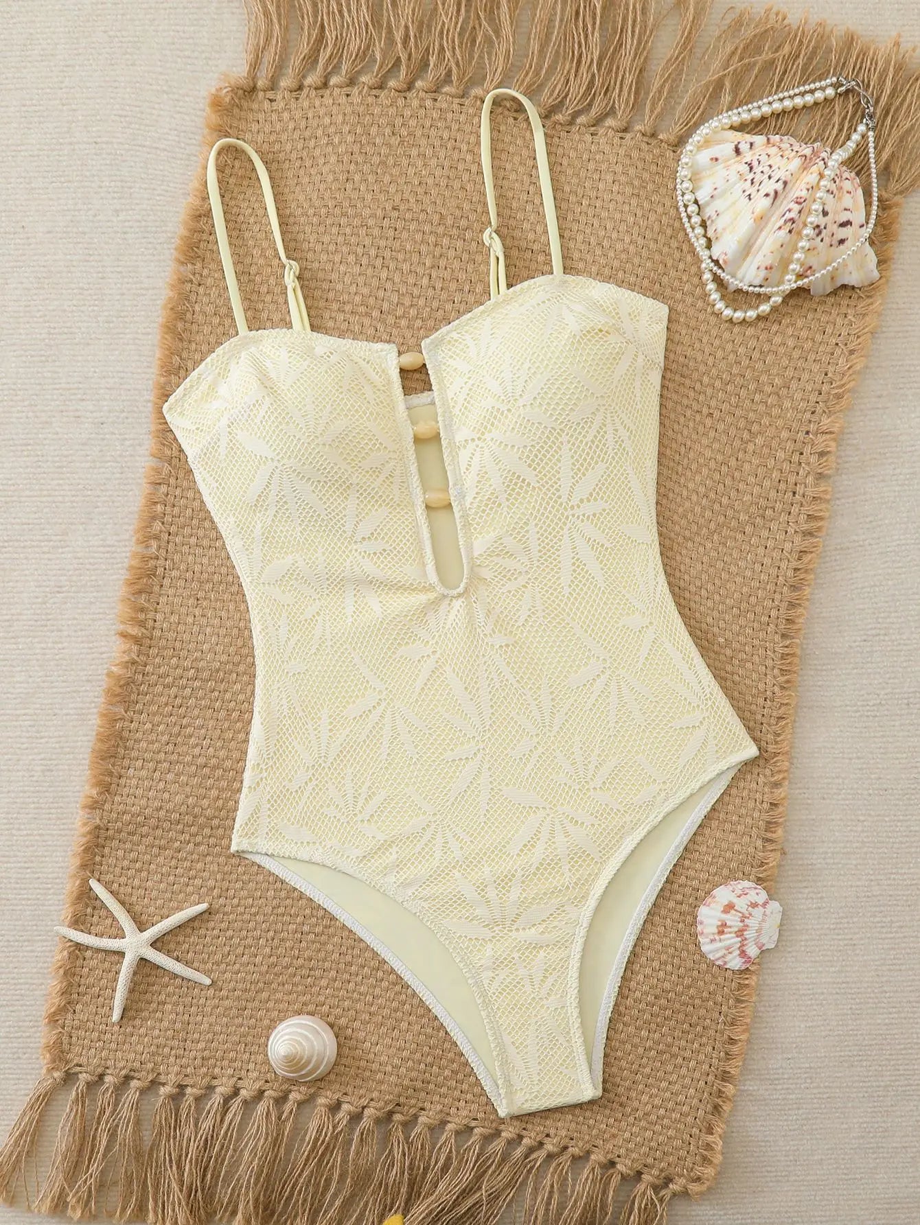 2026 Summer Boho One Piece Swimsuit Women Strappy Backless Monokini Vacation Swimsuit Special Fabric