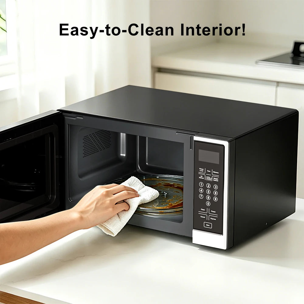 Galanz 30L Microwave Oven, 900W with 11 Power Levels, Digital Control, Fast Defrost, Easy to Clean Interior, Black & Silver Design for Home Kitchen Use