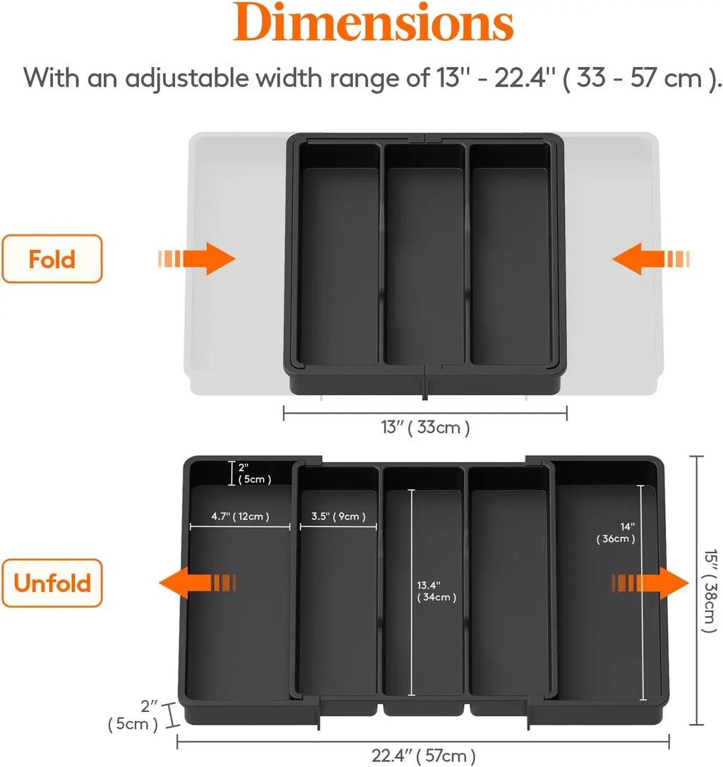 Kitchen Silverware Drawer Organizer Expandable Utensil Tray Adjustable for Spoons Forks Knives Flatware and Cutlery Organizer