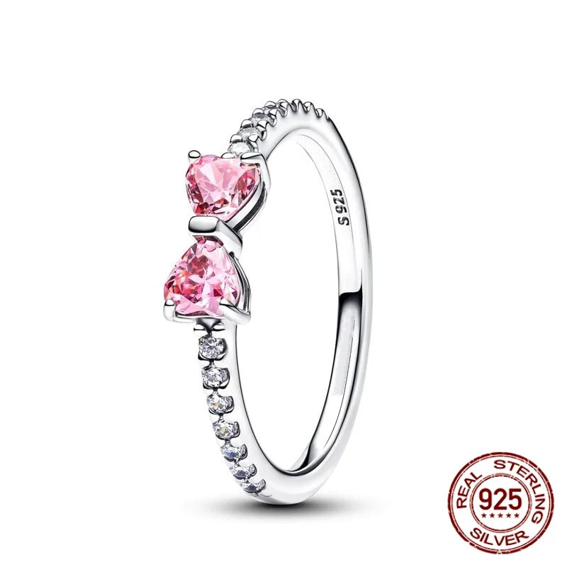 925 Sterling Silver Sun And Moon Crown Love Princess Zircon Oxide Enamel Heart Love Rings Fashion Jewelry For Women Gifts New in