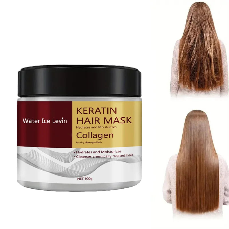 Masque capillaire au collagène et à la kératine – Hydratant, contrôle du sébum, réparation des cheveux abîmés, anti-frisottis