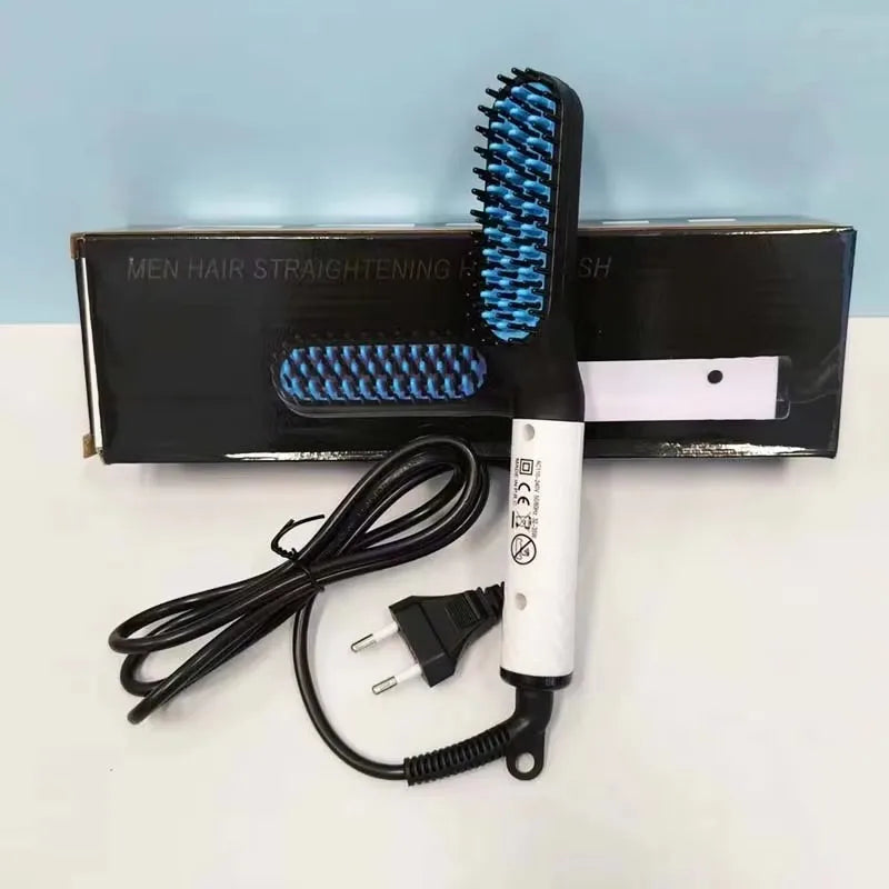 Mini peigne lissant chauffant électrique pour barbe et cheveux – Convient aux cheveux longs et courts