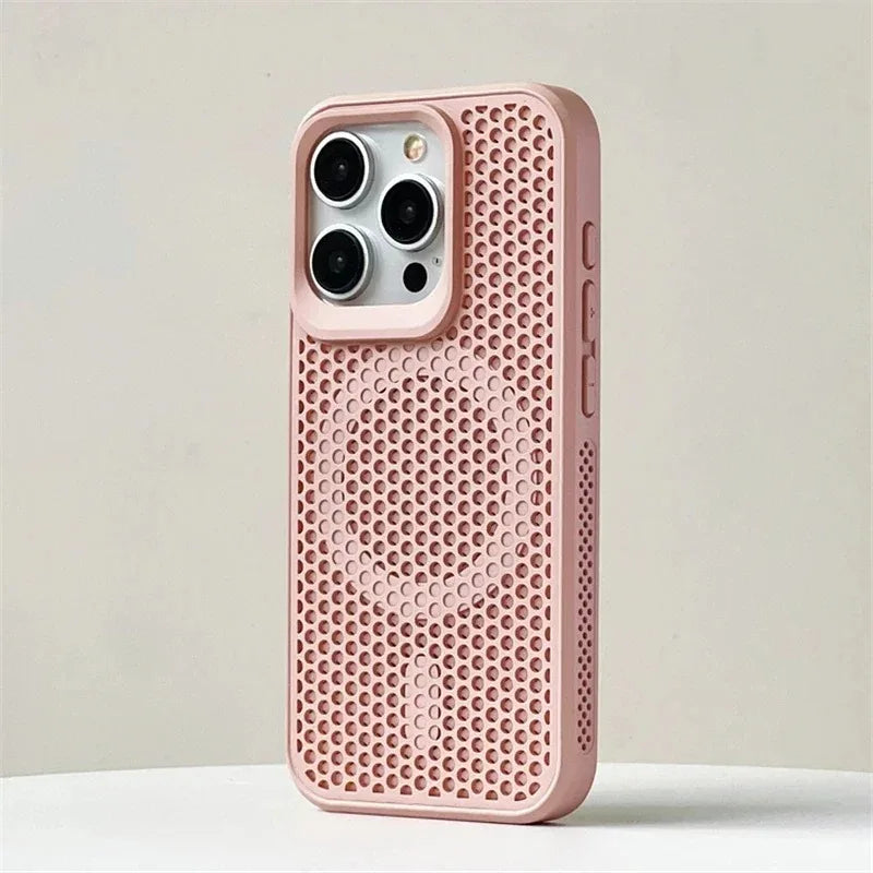 Coque magnétique respirante pour iPhone compatible MagSafe 17 16 15 14 13 12 Pro Max  Air 11