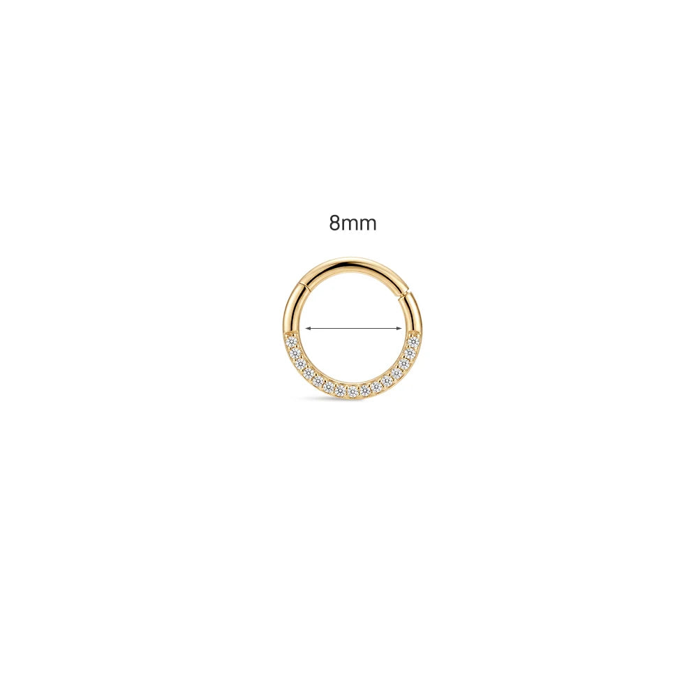 AIDE 14K Solid Gold Multi size Single Row Diamond Inlay Cartilage Piercing Earrings Women's Dainty Ear Bone Earring Jewelry Gift