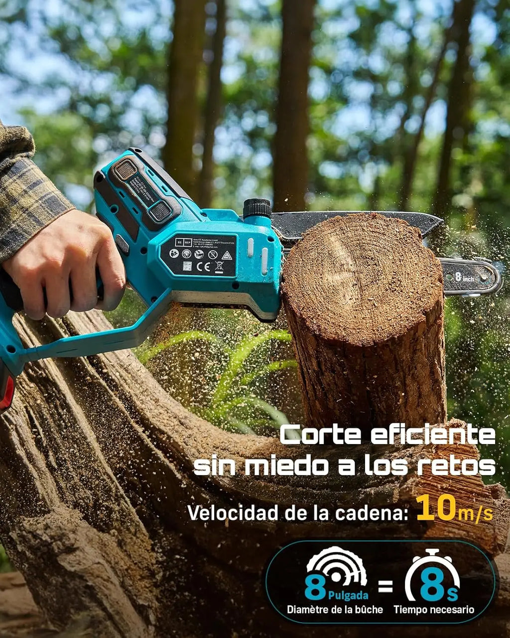 Tronçonneuse électrique sans fil SEESII 1000 W – Moteur sans balais, idéale pour la coupe du bois et l’élagage, compatible avec les batteries Makita 18 V.