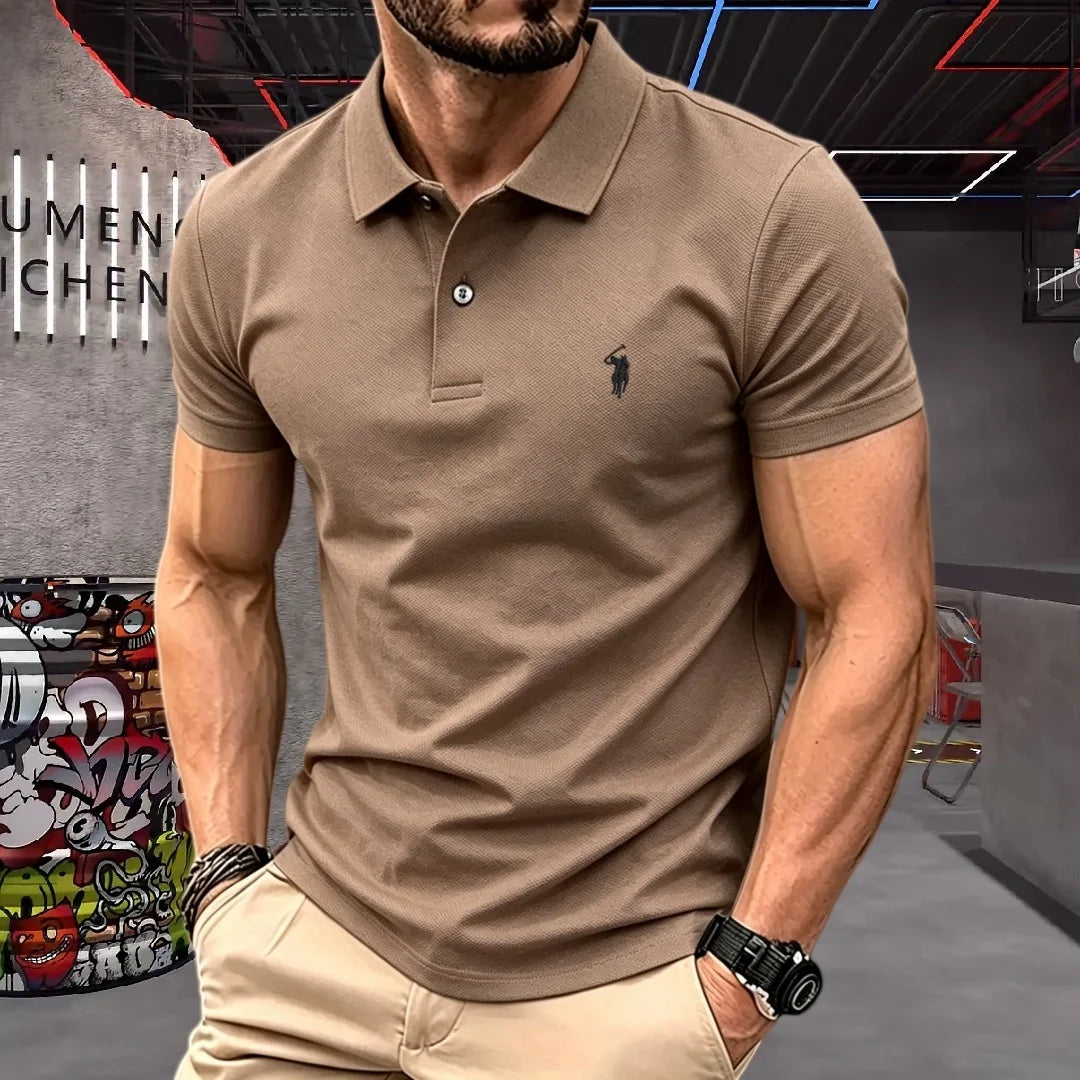 100% pure cotton high-end brand men's short sleeve polo shirt 2026 summer luxury fashion pony embroidery golf top casual T-shirt