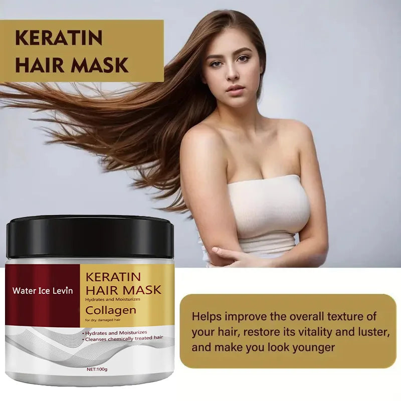 Masque capillaire au collagène et à la kératine – Hydratant, contrôle du sébum, réparation des cheveux abîmés, anti-frisottis