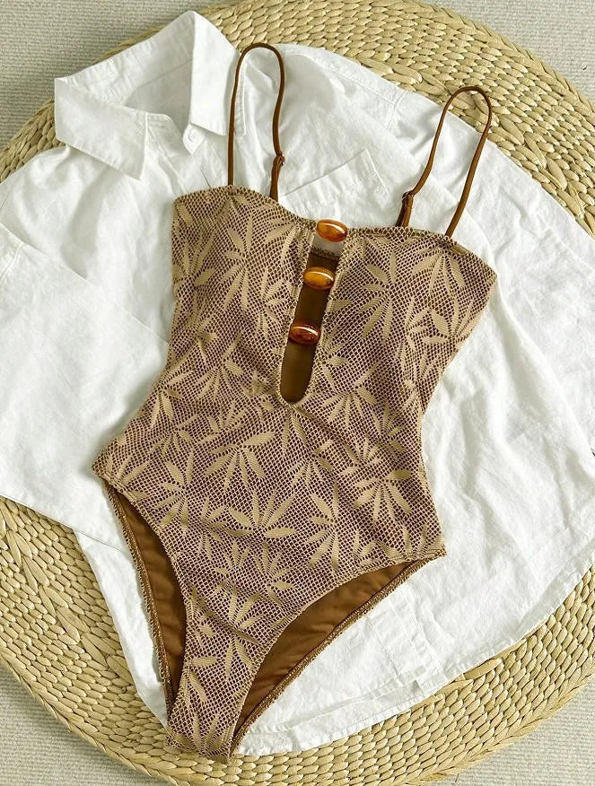 2026 Summer Boho One Piece Swimsuit Women Strappy Backless Monokini Vacation Swimsuit Special Fabric