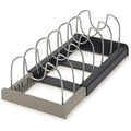 Kitchen Storage Solution Expandable Stainless Steel Rack for Pan Pot Lid Cutting Board Dish Drying and Cookware Organizer