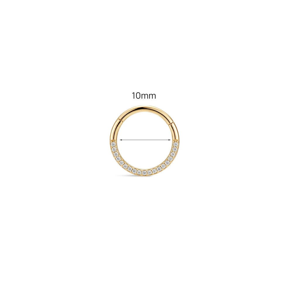 AIDE 14K Solid Gold Multi size Single Row Diamond Inlay Cartilage Piercing Earrings Women's Dainty Ear Bone Earring Jewelry Gift