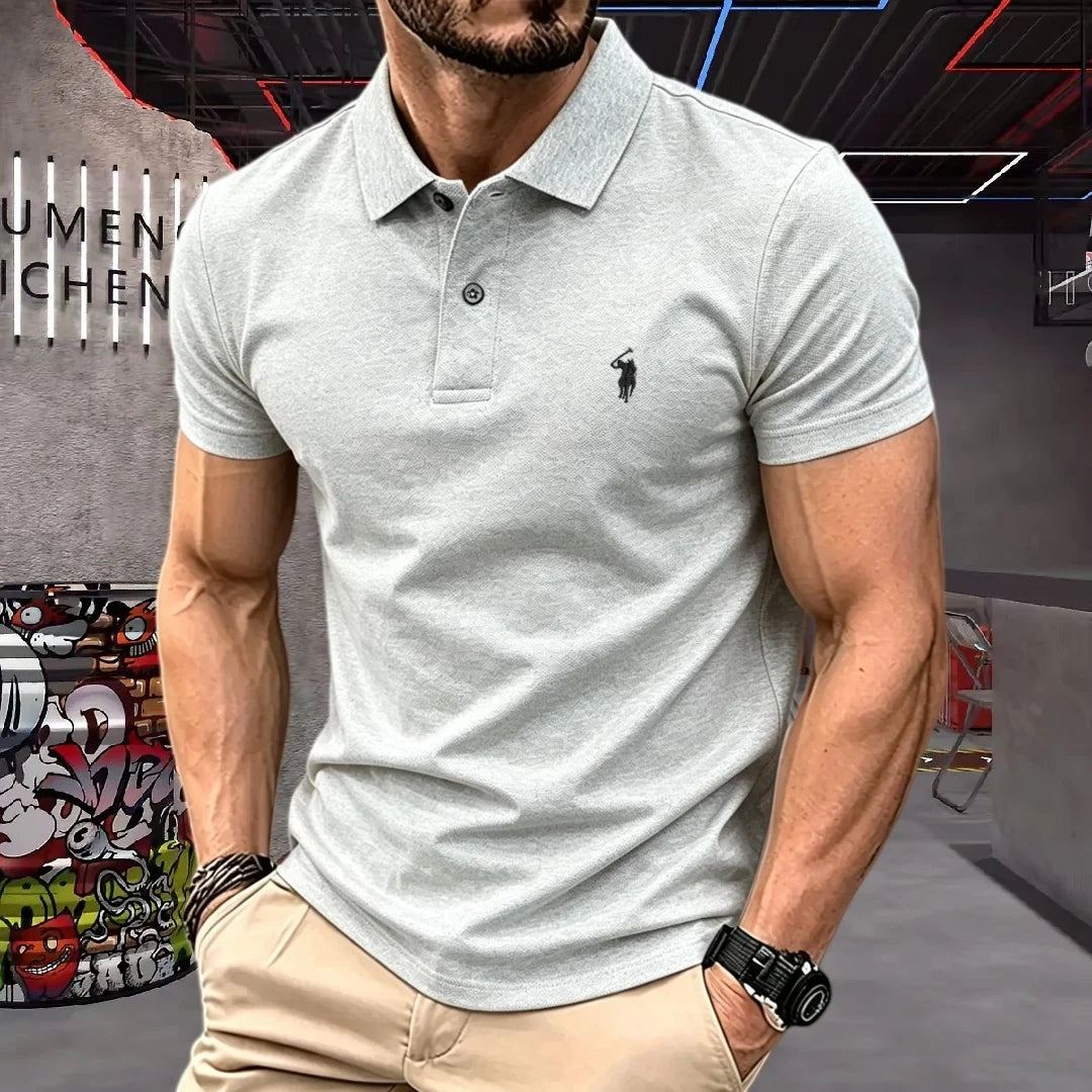 100% pure cotton high-end brand men's short sleeve polo shirt 2026 summer luxury fashion pony embroidery golf top casual T-shirt