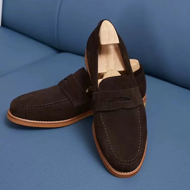 Loafers Genuine Leather Summer Men's Breathable British Style Business Casual Leather Shoes Slip-on Dress Shoes Man Bean Shoes