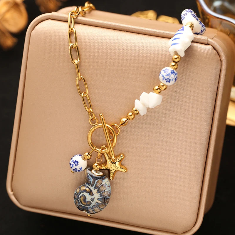 Collier coquillage en acier inoxydable 316L – Style plage