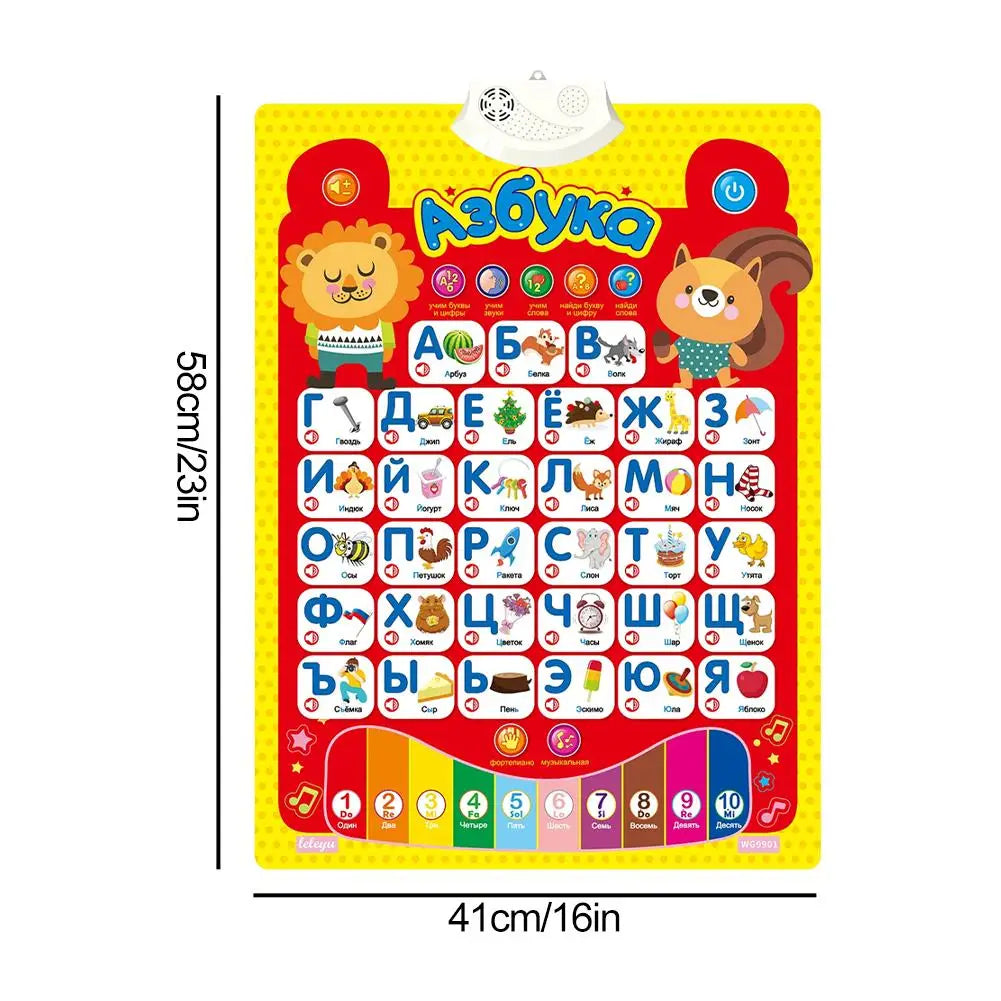 Russian Learning Wall Chart Alphabet Talking Poster Russia Kids Education Toys Electronic ABC Poster Educational Phonetic Chart