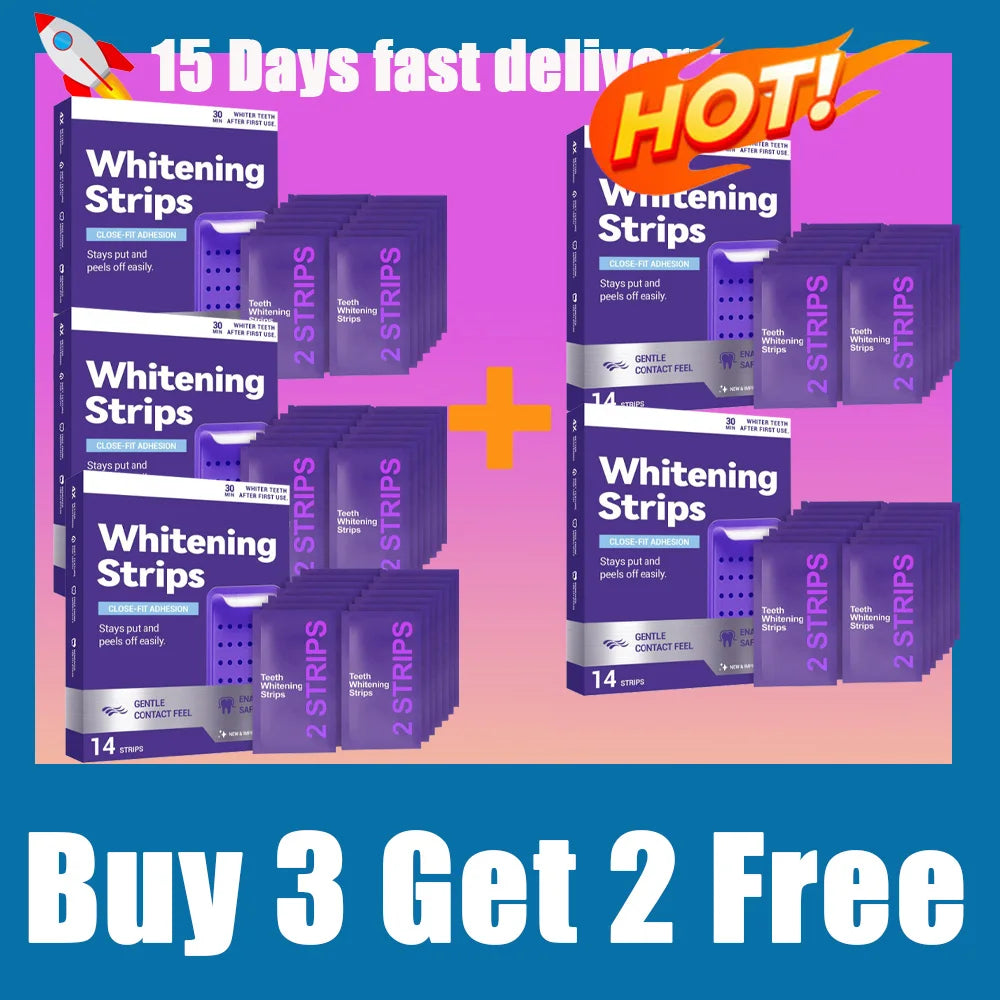 Purple Teeth Whitening Strips Oral Hygiene Fresh Breath Brighten Tooth Bleaching Long Lasting Oral Care Tooth Whitener Patches