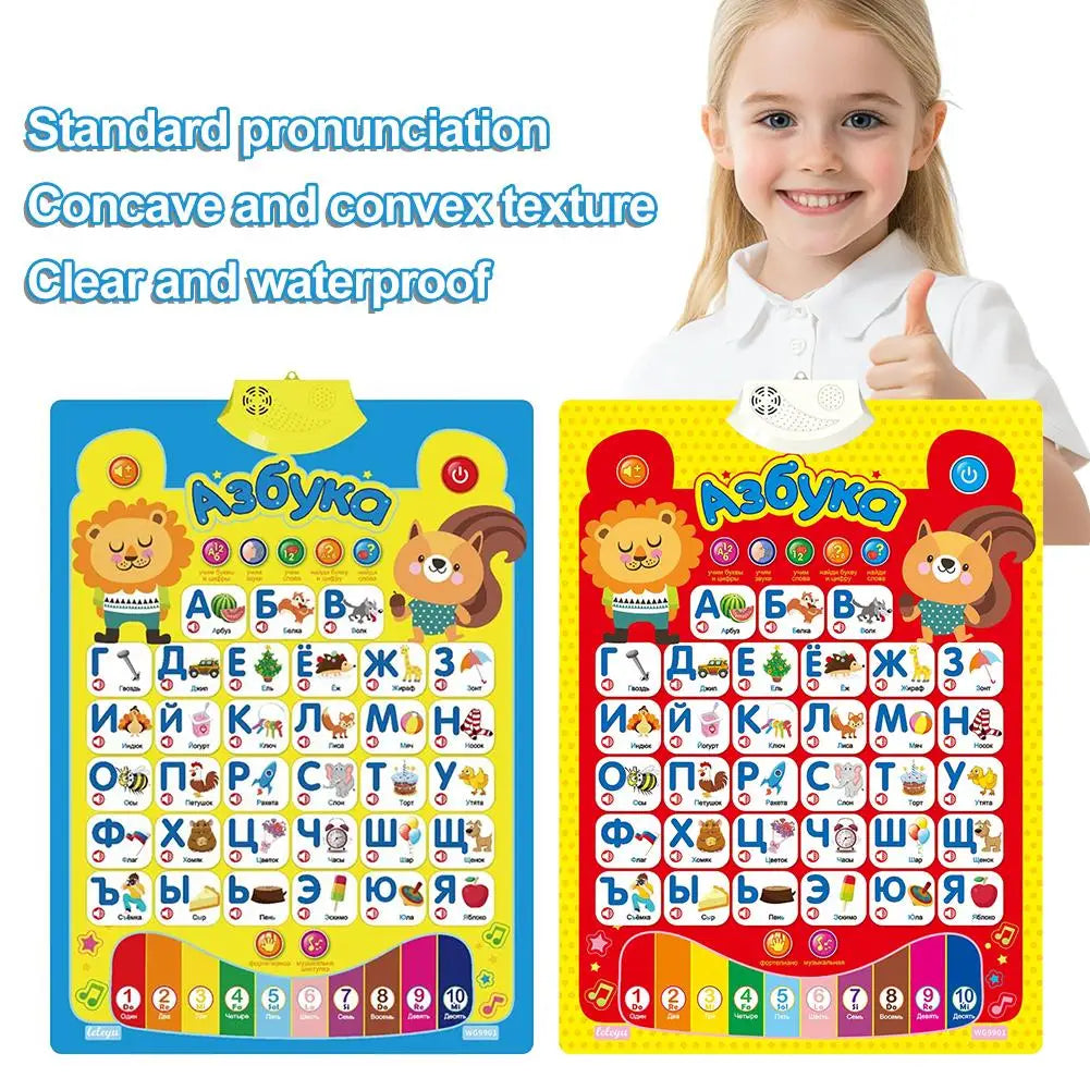 Russian Learning Wall Chart Alphabet Talking Poster Russia Kids Education Toys Electronic ABC Poster Educational Phonetic Chart
