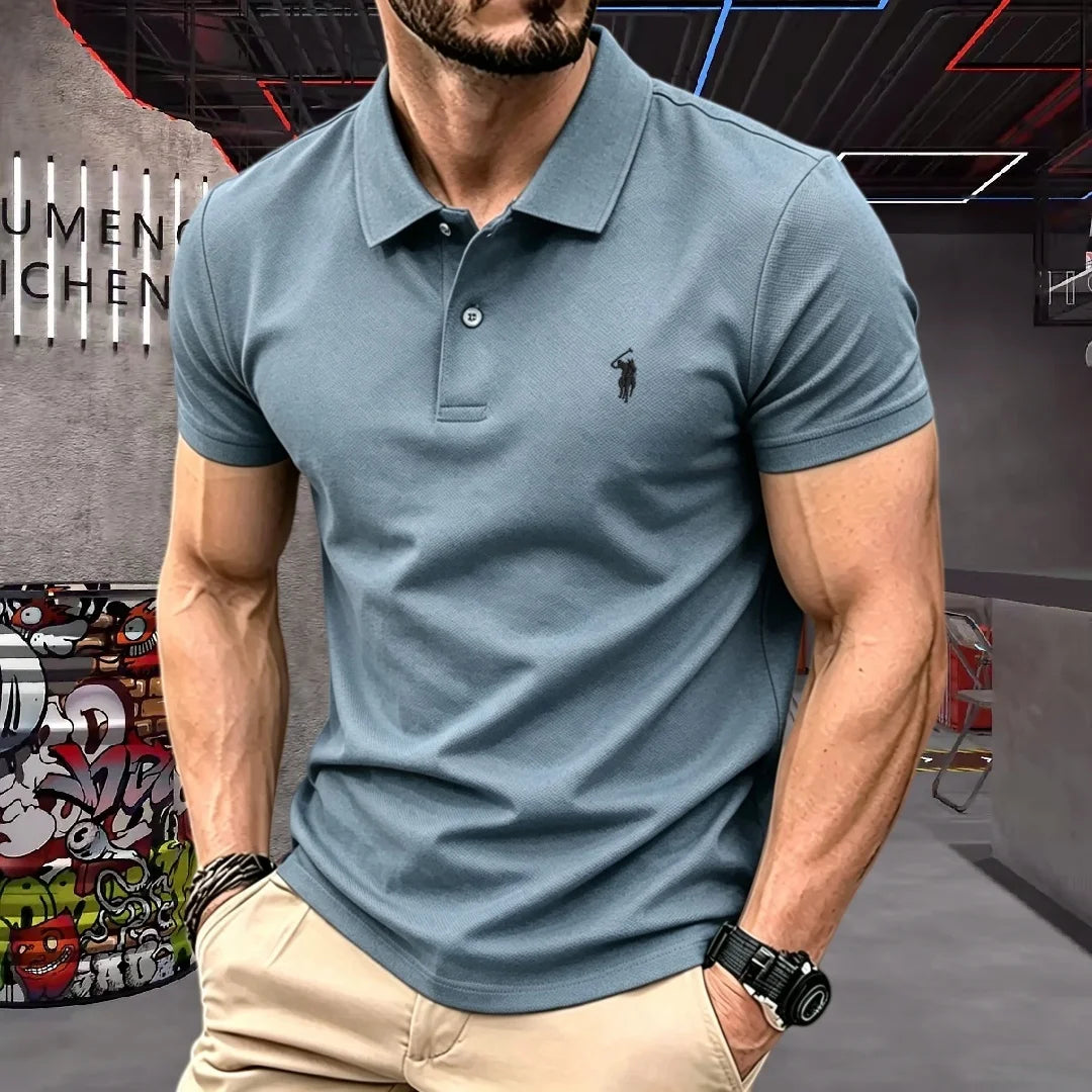 100% pure cotton high-end brand men's short sleeve polo shirt 2026 summer luxury fashion pony embroidery golf top casual T-shirt