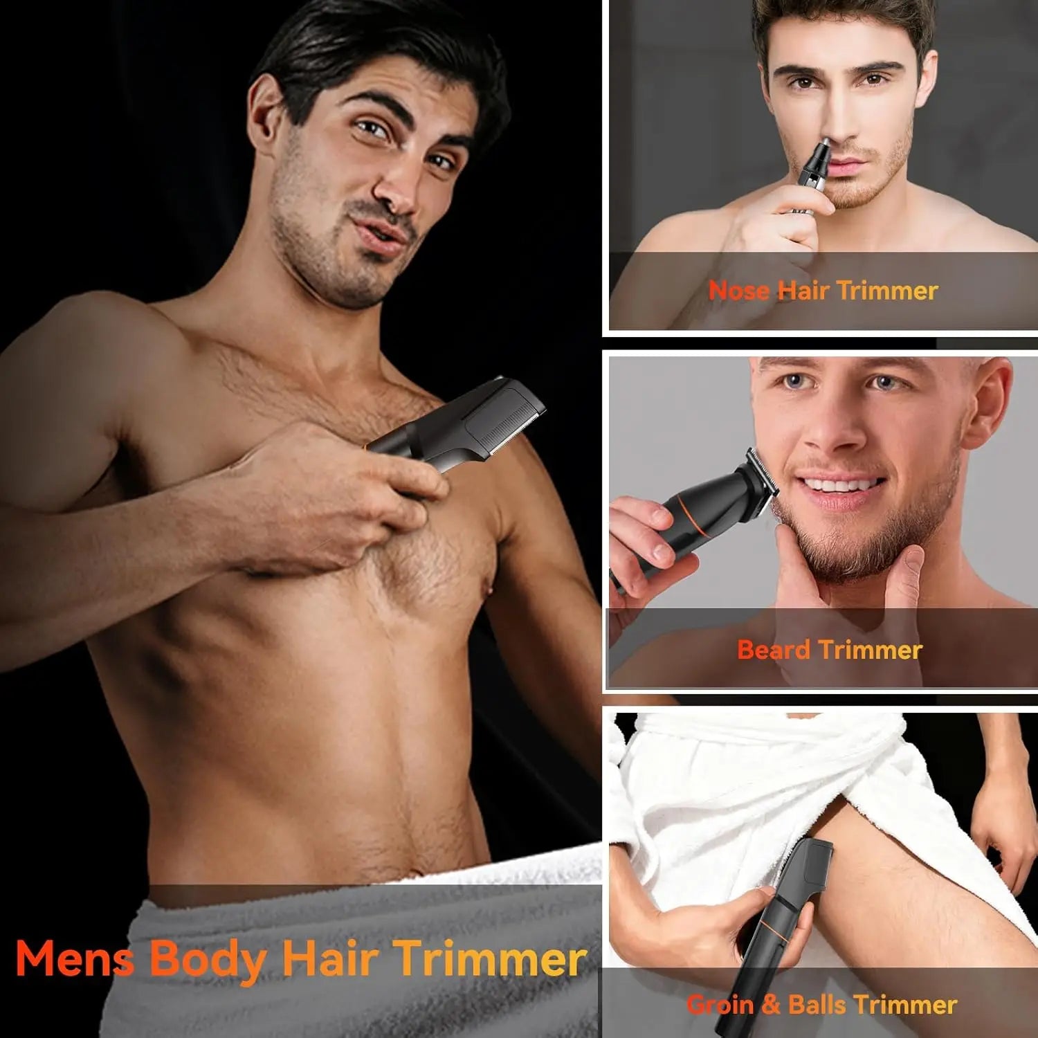 Tondeuse multifonction étanche pour le corps et les parties intimes – Homme