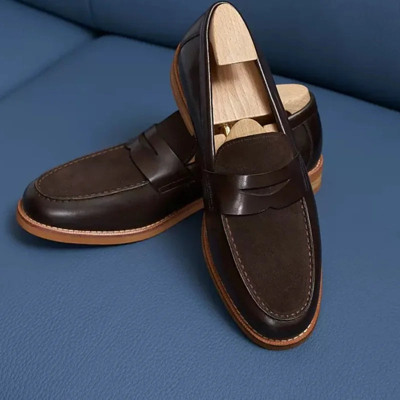 Loafers Genuine Leather Summer Men's Breathable British Style Business Casual Leather Shoes Slip-on Dress Shoes Man Bean Shoes
