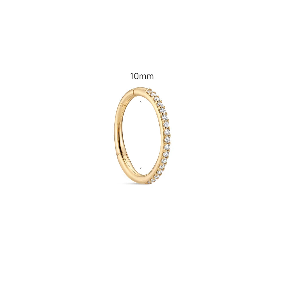 AIDE 14K Solid Gold Multi size Single Row Diamond Inlay Cartilage Piercing Earrings Women's Dainty Ear Bone Earring Jewelry Gift