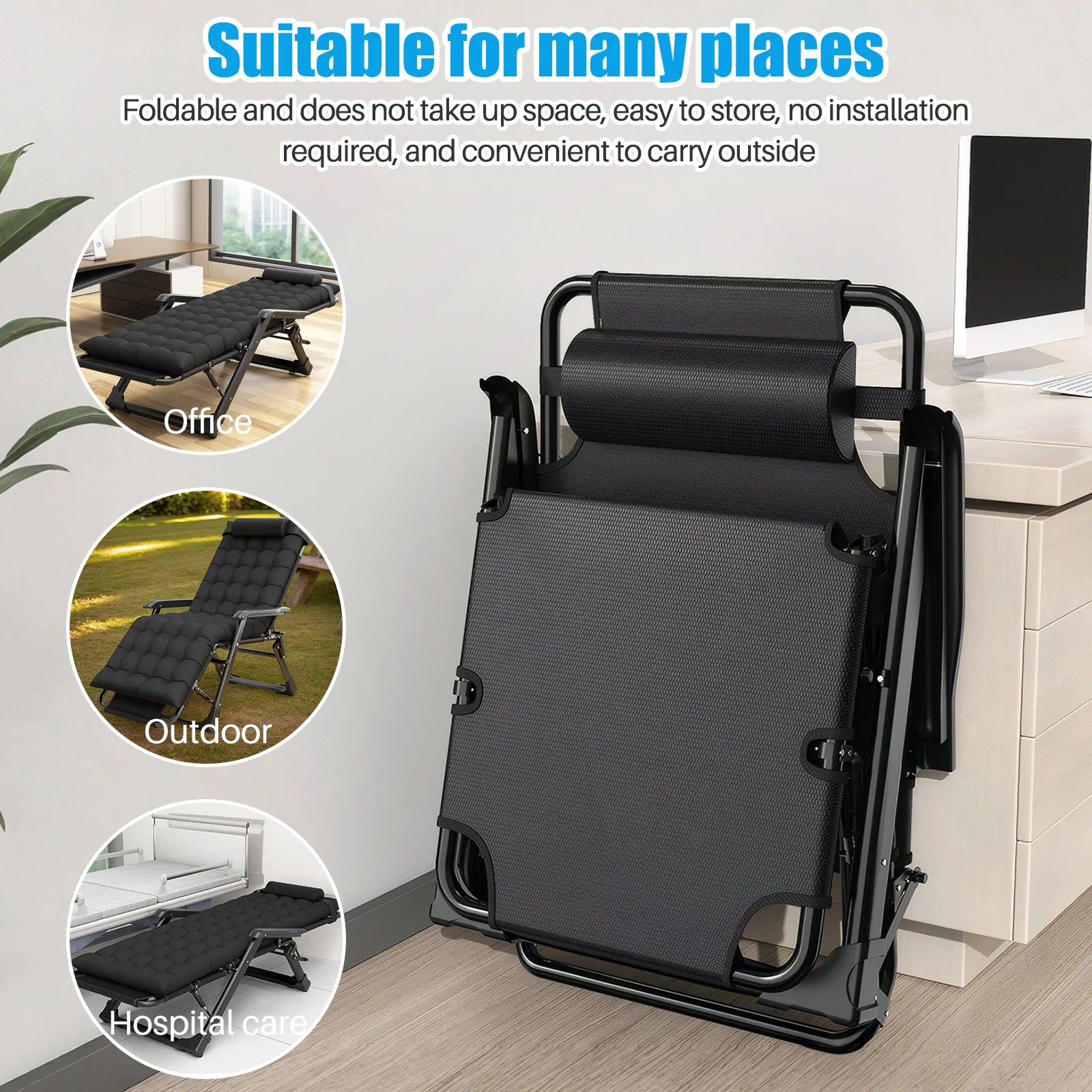Folding Adjustable Zero Gravity Chair,with Removable Cushion Reclining Lounge Chair 2-in-1 Seat And Lounger Chair for Outdoor