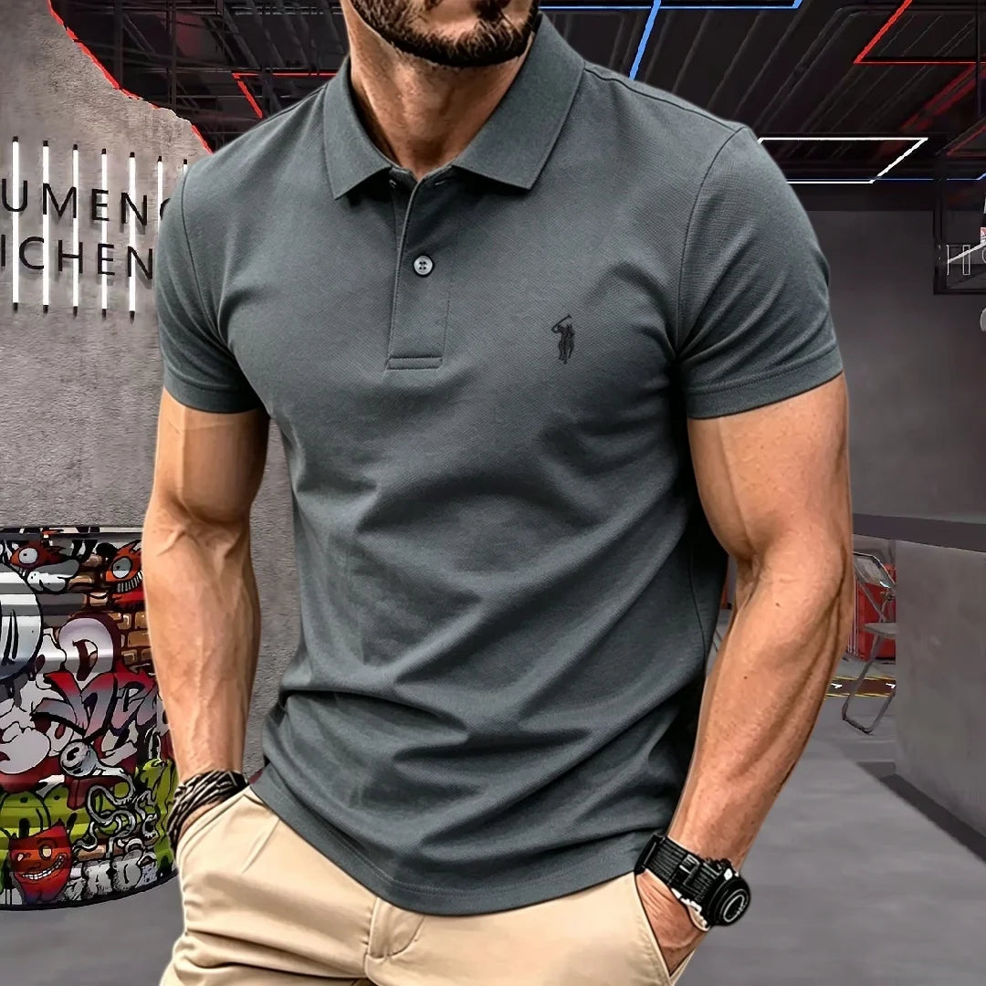 100% pure cotton high-end brand men's short sleeve polo shirt 2026 summer luxury fashion pony embroidery golf top casual T-shirt