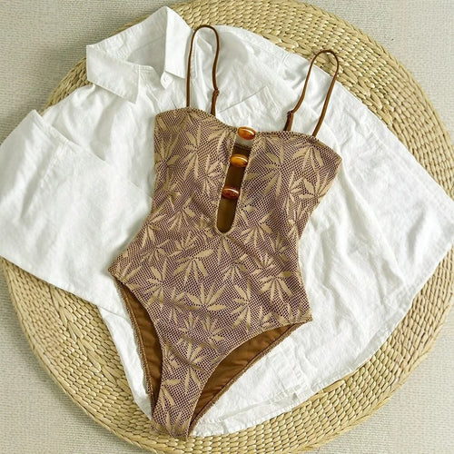 2026 Summer Boho One Piece Swimsuit Women Strappy Backless Monokini Vacation Swimsuit Special Fabric