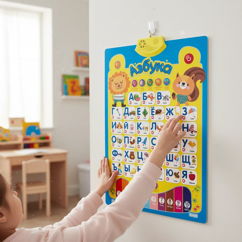 Russian Learning Wall Chart Alphabet Talking Poster Russia Kids Education Toys Electronic ABC Poster Educational Phonetic Chart