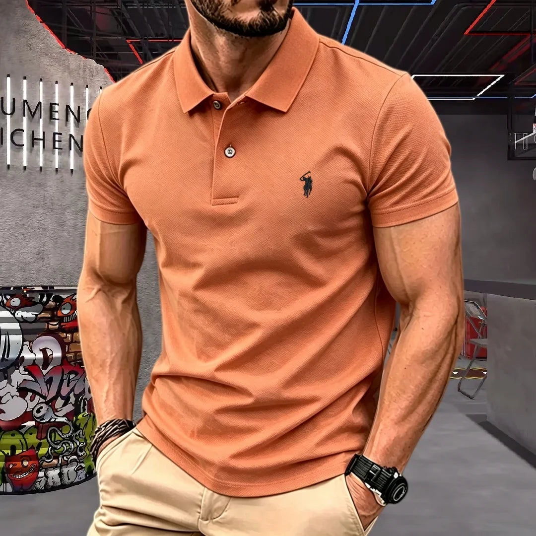 100% pure cotton high-end brand men's short sleeve polo shirt 2026 summer luxury fashion pony embroidery golf top casual T-shirt