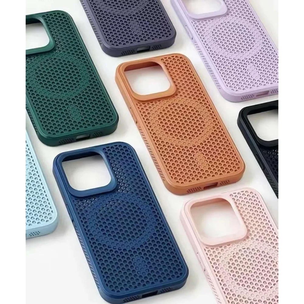 Coque magnétique respirante pour iPhone compatible MagSafe 17 16 15 14 13 12 Pro Max  Air 11