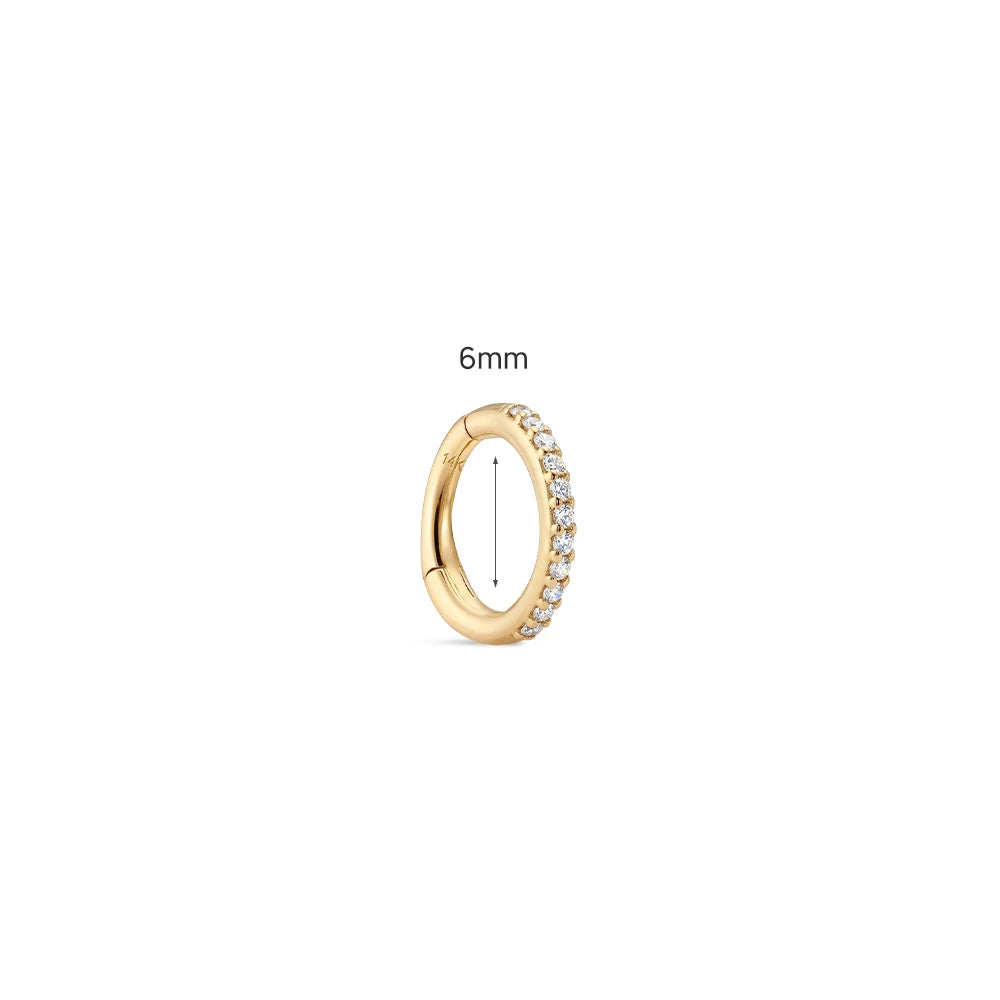 AIDE 14K Solid Gold Multi size Single Row Diamond Inlay Cartilage Piercing Earrings Women's Dainty Ear Bone Earring Jewelry Gift
