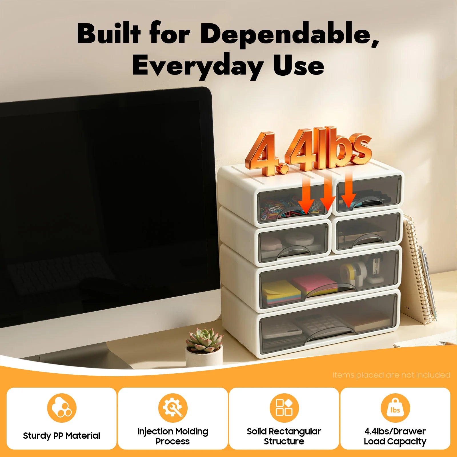 6 Drawers Plastic Office Storage Drawer Organizer Stackable Desktop Storage Box Multi-compartment Drawer Cabinet