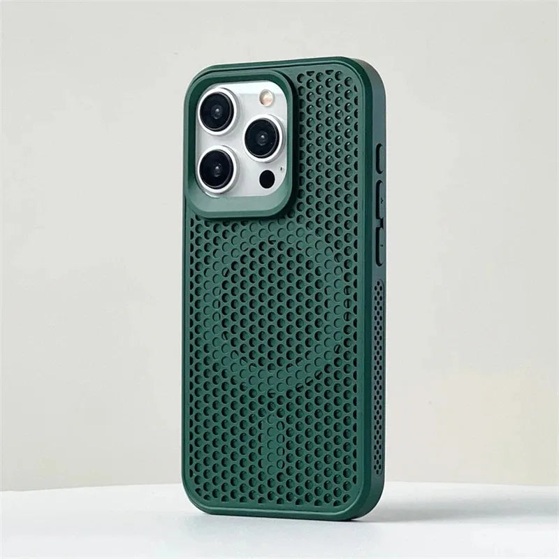 Coque magnétique respirante pour iPhone compatible MagSafe 17 16 15 14 13 12 Pro Max  Air 11
