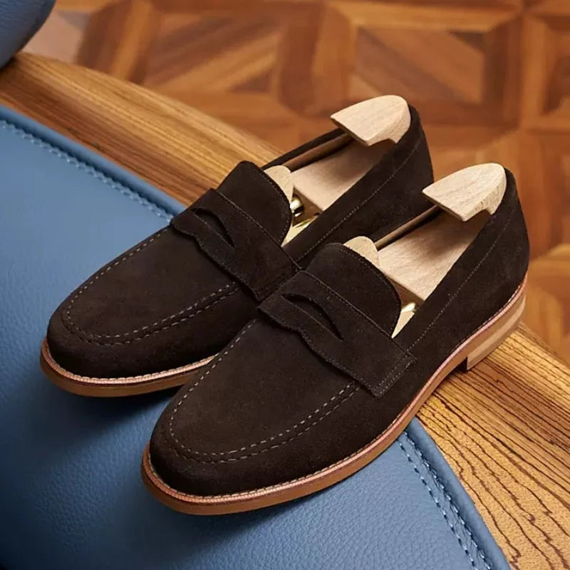Loafers Genuine Leather Summer Men's Breathable British Style Business Casual Leather Shoes Slip-on Dress Shoes Man Bean Shoes