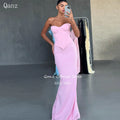 Qanz Pink Women Prom Dress Sweerhert Corset Back Evening Dresses Woman Elegant 2 Pieces Mermaid Vestidos De Gala Customized