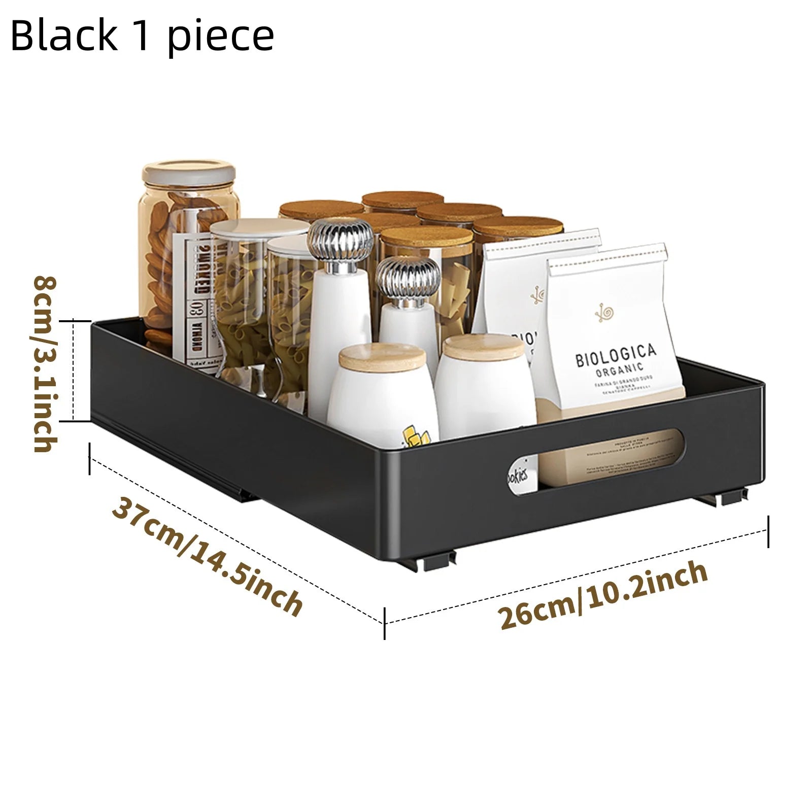 No drilling drawer storage organizer slide rail pull out kitchen cabinet storage rack suitable for kitchen cabinet organizer