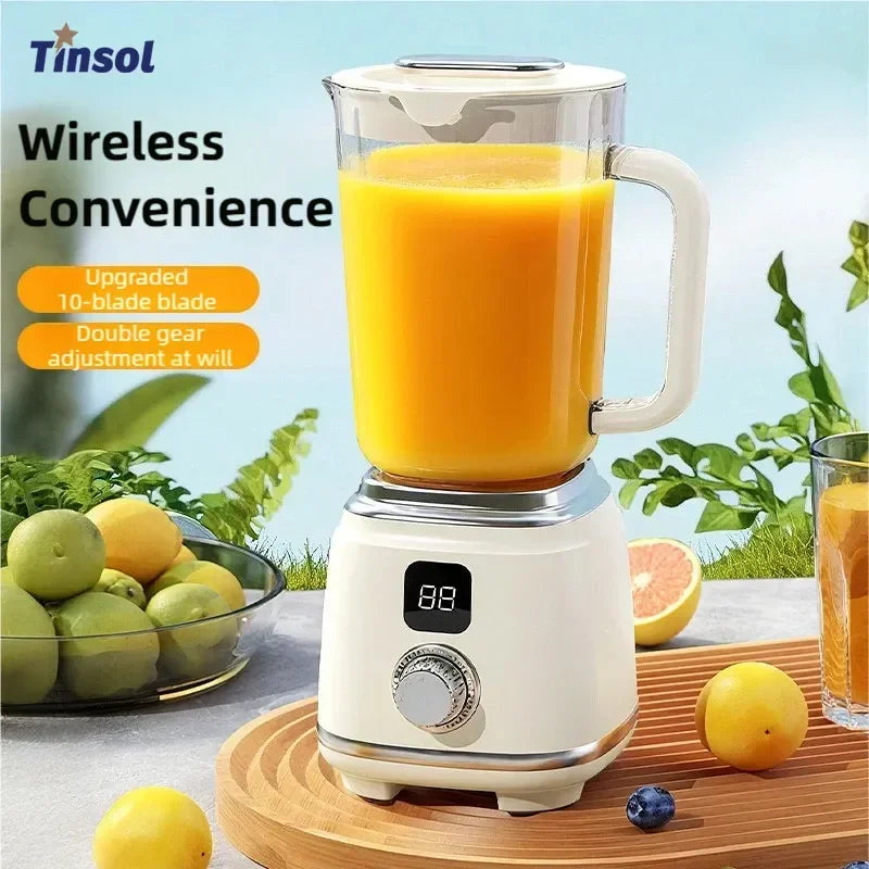TINSOL 600ml Home Blender 10 Blades 3000mAH Multifunctional Juicer Ice Crusher Juice Extractor High Juice Rate Kitchen Tools